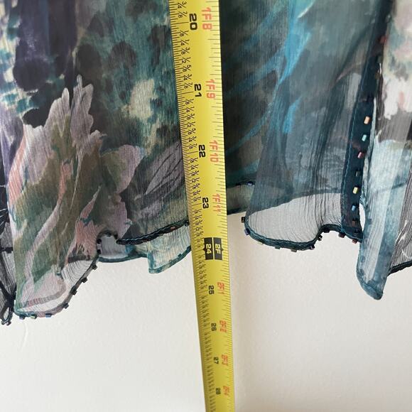 Montage by Mon Cheri Beaded Sheer Floral Jacket Top Teal 12 NWT Formal Romantic - Picture 12 of 12